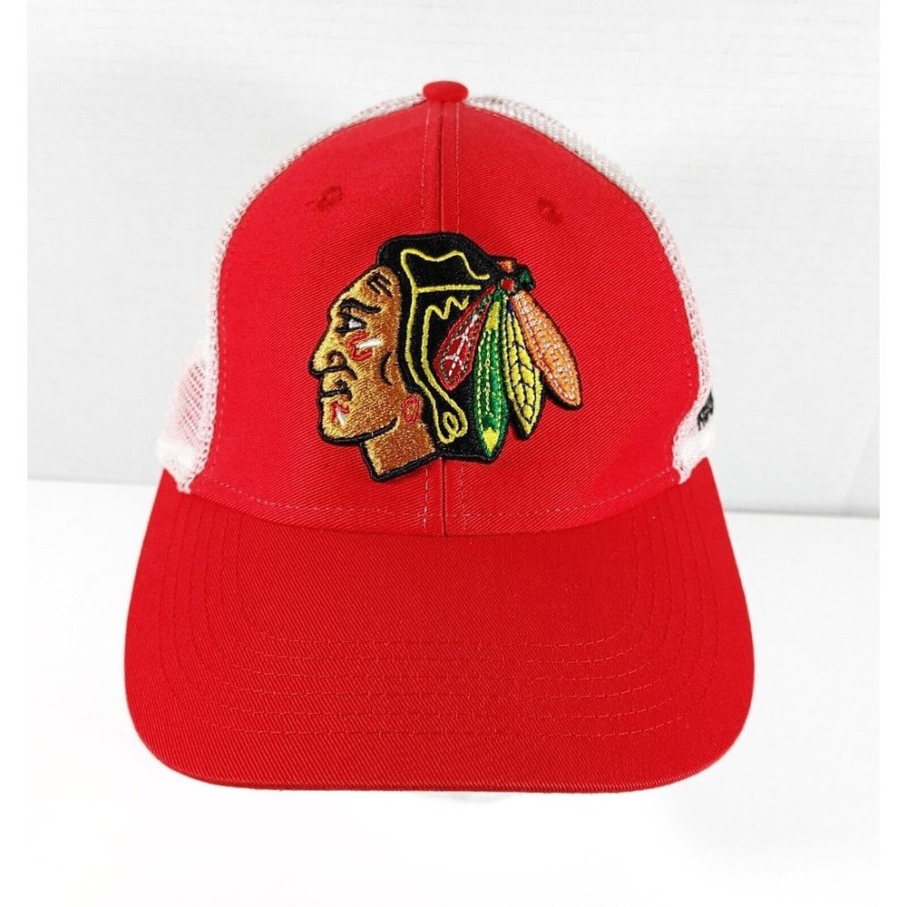 Chicago Blackhawks Reebok Trucker Mesh Hat Cap Hook & Loop Hockey